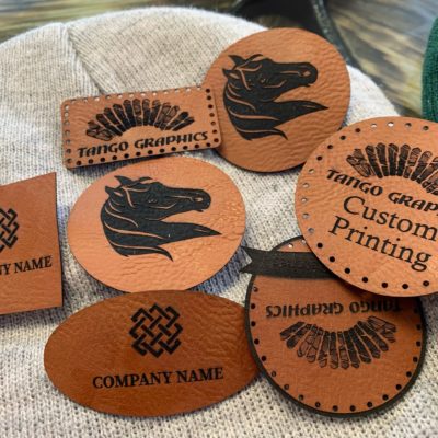 Leather patches – custom patches, hat patches, logo patches – pre-hole leather patches – clothing patches – laser engraved patch
